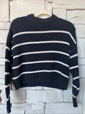 Jenni Kayne Chloe Striped Cotton Crewneck Sweater